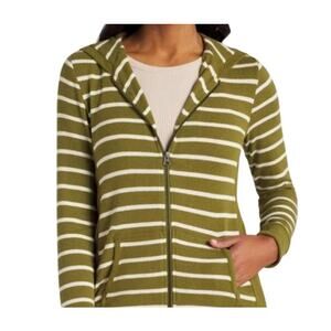 Market & Spruce Blakely Zip Up Hooded Brushed Knit Sweatshirt Green NWT Medium